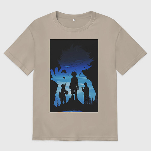 Женская футболка оверсайз Моя геройская академия Идзуку Мидория Кацуки Бакуг / Миндальный – фото 1