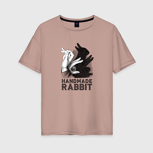 Женская футболка оверсайз Кролик ручной работы / Пыльно-розовый – фото 1