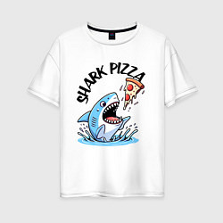 Футболка оверсайз женская Shark pizza - ai art fantasy, цвет: белый