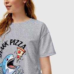 Футболка оверсайз женская Shark pizza - ai art fantasy, цвет: меланж — фото 2
