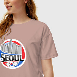 Футболка оверсайз женская Сеул - Южная Корея, цвет: пыльно-розовый — фото 2