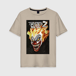 Футболка оверсайз женская Twisted metal 2 - clown head, цвет: миндальный