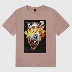 Футболка оверсайз женская Twisted metal 2 - clown head, цвет: пыльно-розовый