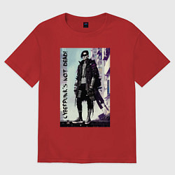 Футболка оверсайз женская Cyberpunks not dead - motto ai art, цвет: красный