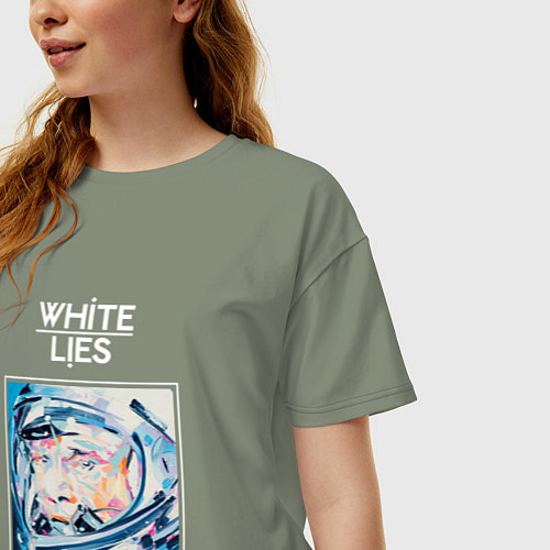 Женская футболка оверсайз White Lies - Big TV new merch / Авокадо – фото 3