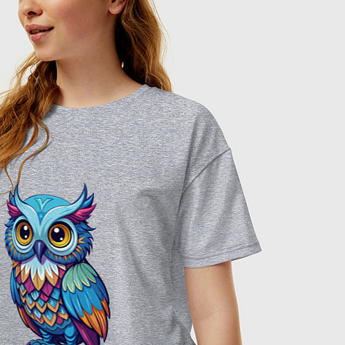 Женская футболка оверсайз Яркая разноцветная сова / Меланж – фото 3