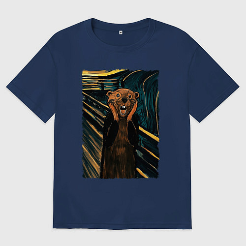 Женская футболка оверсайз Бобер курва крик / Тёмно-синий – фото 1