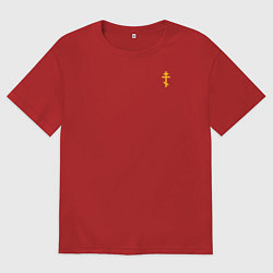 Футболка оверсайз женская Крест с надписью: мы русские, цвет: красный