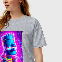 Футболка оверсайз женская Кибер Барт цвета ультрамарин - нейросеть, цвет: меланж — фото 2
