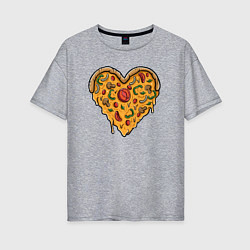 Футболка оверсайз женская Pizza heart, цвет: меланж