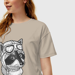 Футболка оверсайз женская Енотик лётчик, цвет: миндальный — фото 2