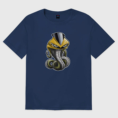 Женская футболка оверсайз Yamaha R6 Snake / Тёмно-синий – фото 1