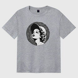 Футболка оверсайз женская Ретро -лицо девушки шестидесятых, цвет: меланж
