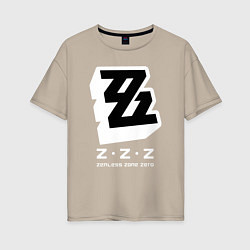 Футболка оверсайз женская Zenless zone zero лого, цвет: миндальный