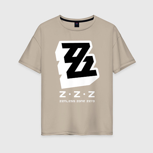 Женская футболка оверсайз Zenless zone zero лого / Миндальный – фото 1