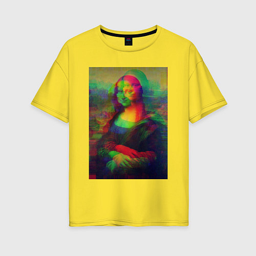 Женская футболка оверсайз Мона Лиза с глюками / Желтый – фото 1