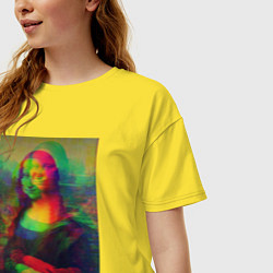 Футболка оверсайз женская Мона Лиза с глюками, цвет: желтый — фото 2