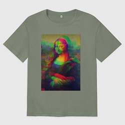 Футболка оверсайз женская Мона Лиза с глюками, цвет: авокадо