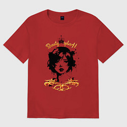 Футболка оверсайз женская Девушка сплэш - золотистый, цвет: красный