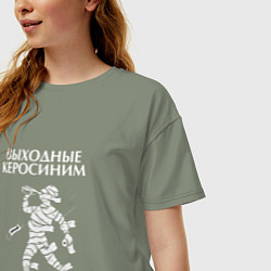 Футболка оверсайз женская Выходные керосиним, цвет: авокадо — фото 2