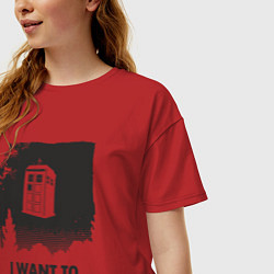 Футболка оверсайз женская Tardis - I want to believe, цвет: красный — фото 2