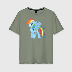 Футболка оверсайз женская Рейнбоу Дэш из My Little Pony в кино, цвет: авокадо