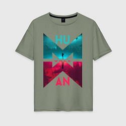 Футболка оверсайз женская Once human logotype, цвет: авокадо