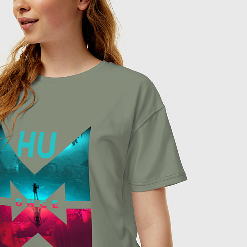 Женская футболка оверсайз Once human logotype / Авокадо – фото 3