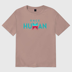 Футболка оверсайз женская Once human logo, цвет: пыльно-розовый