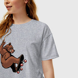 Футболка оверсайз женская Мишка скейтер, цвет: меланж — фото 2