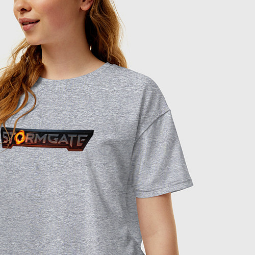 Женская футболка оверсайз Stormgate logo / Меланж – фото 3