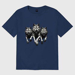 Женская футболка оверсайз Бегущие волки