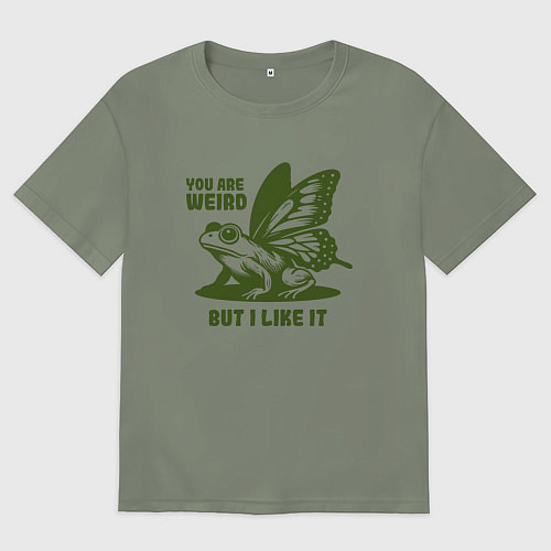 Женская футболка оверсайз Лягушка с крыльями ты странный но мне нравится / Авокадо – фото 1