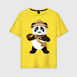 Футболка оверсайз женская Веселая панда следопыт, цвет: желтый