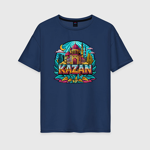 Женская футболка оверсайз Город Казань / Тёмно-синий – фото 1