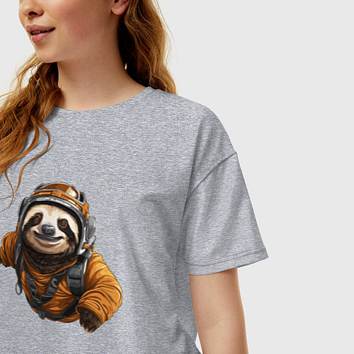 Женская футболка оверсайз Ленивец-парашютист / Меланж – фото 3