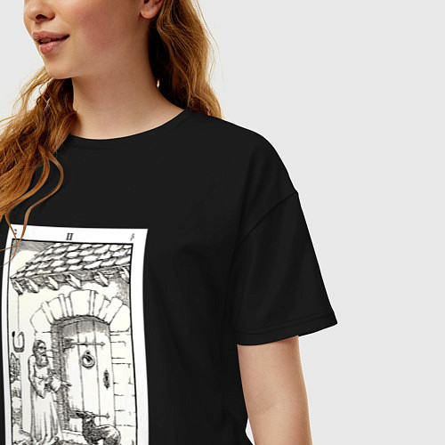 Женская футболка оверсайз Девятые врата Open that which is closed Антихрист / Черный – фото 3