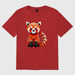 Футболка оверсайз женская Красная панда с роскошным хвостом, цвет: красный