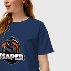 Футболка оверсайз женская Reaper dead скелет, цвет: тёмно-синий — фото 2