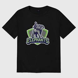 Футболка оверсайз женская Elephants, цвет: черный