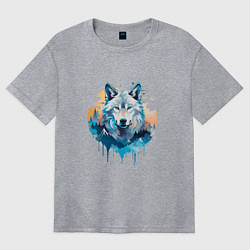 Футболка оверсайз женская Волк в первых лучах солнца, цвет: меланж