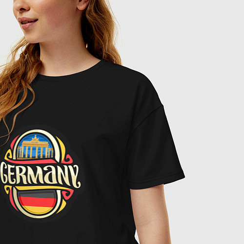 Женская футболка оверсайз Germany - Германия / Черный – фото 3