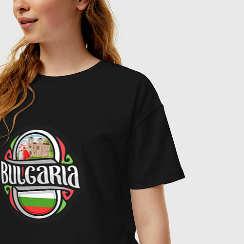 Женская футболка оверсайз Bulgaria / Черный – фото 3