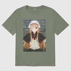 Футболка оверсайз женская Волчица и пряности Холо в платке, цвет: авокадо