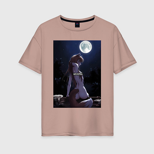 Женская футболка оверсайз Волчица и пряности Холо senpai / Пыльно-розовый – фото 1