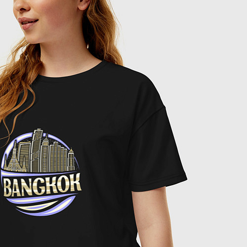 Женская футболка оверсайз Бангкок - Таиланд / Черный – фото 3