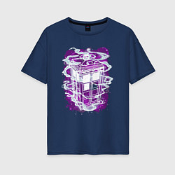 Женская футболка оверсайз Tardis violet