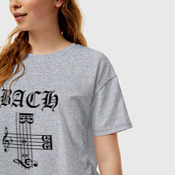 Футболка оверсайз женская B-A-C-H - Иоганн Себастьян Бах чёрный, цвет: меланж — фото 2