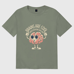 Футболка оверсайз женская Мозги - это круто, цвет: авокадо