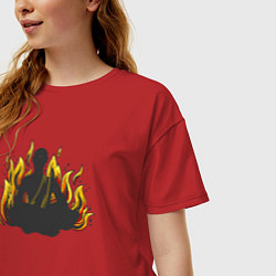 Футболка оверсайз женская Fire yoga, цвет: красный — фото 2